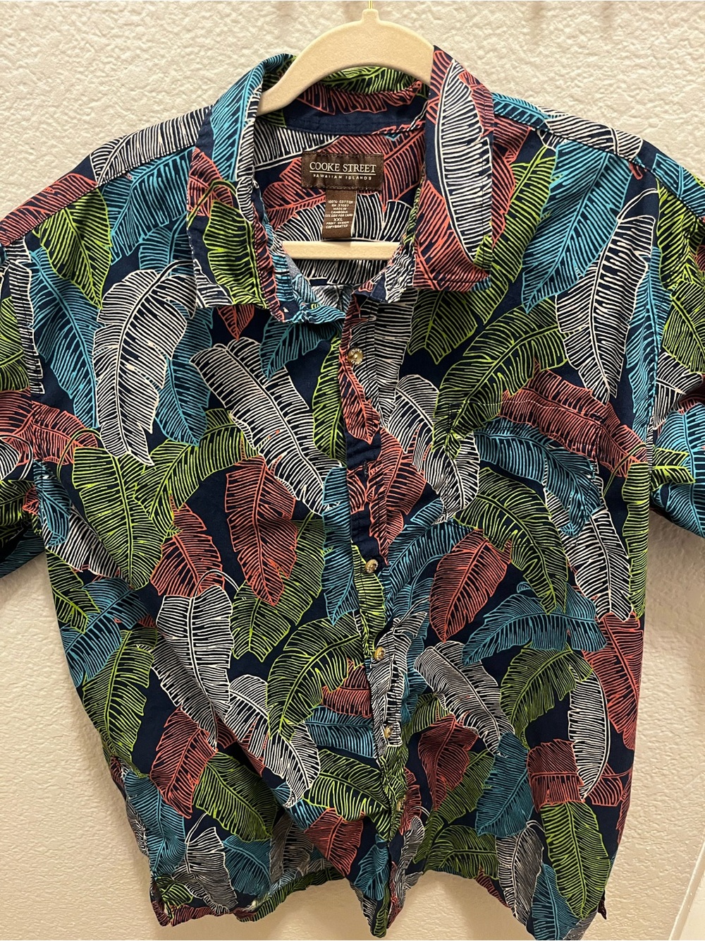 Cooke Street Mens Size XXL Tropical Palm Leaf Hawaiian Shirt 100% Cotton